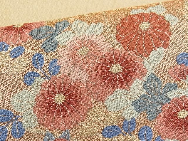 平和屋着物■太鼓柄袋帯 雲取り風景花文 金糸 逸品 n-pk1278