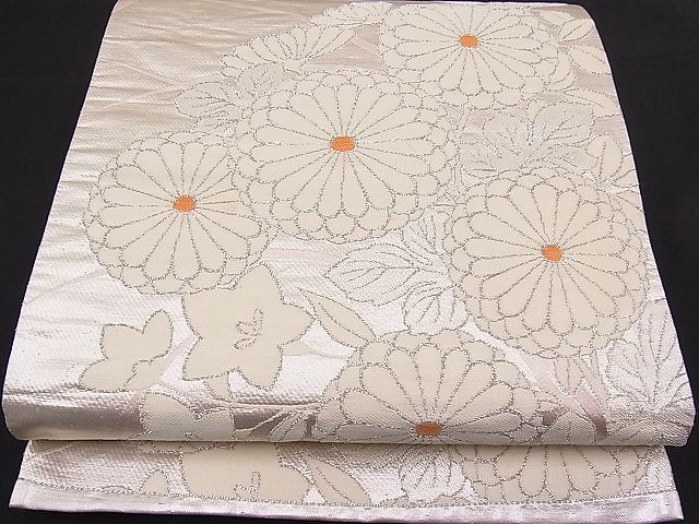 平和屋着物■六通柄袋帯 唐織 菊秋草文 銀糸 逸品 n-pk1793