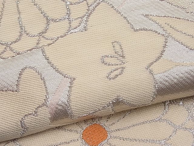 平和屋着物■六通柄袋帯 唐織 菊秋草文 銀糸 逸品 n-pk1793