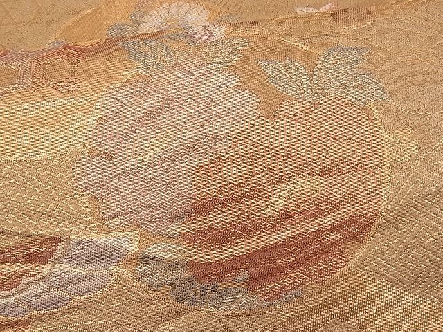 平和屋着物■六通柄袋帯 流水吉祥花蝶丸文 金糸 逸品 n-pk1812