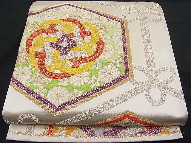 平和屋着物■六通柄袋帯 唐織 亀甲紐花文 金銀糸 逸品 n-pk1839