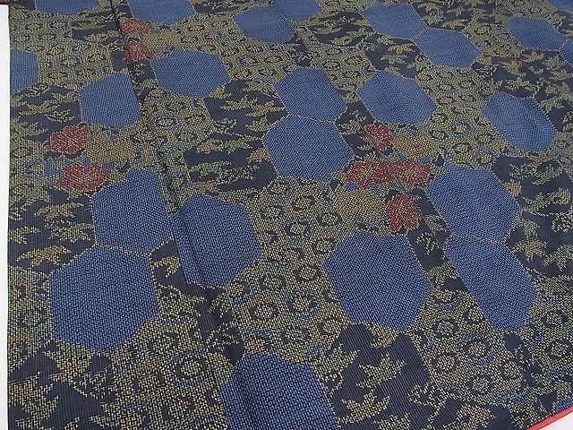 平和屋着物■上質な紬 亀甲花文 逸品 n-pk1865