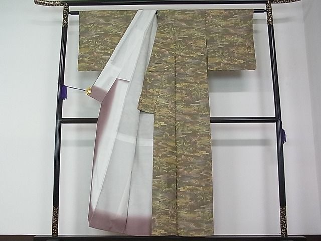 平和屋着物■上質なお召 風景文 逸品 pn2854