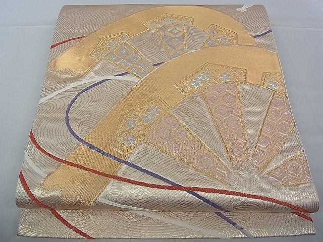 平和屋着物■六通柄袋帯 片輪車吉祥紐文 金銀糸 逸品 pn3807