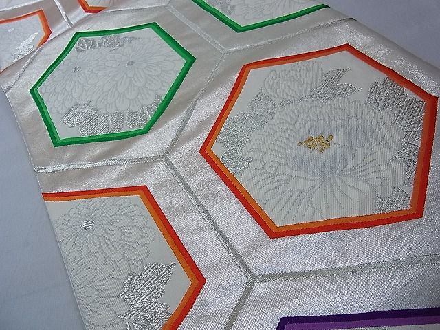 平和屋着物■六通柄袋帯 唐織 亀甲繋ぎ花文 金銀糸 逸品 pn4186