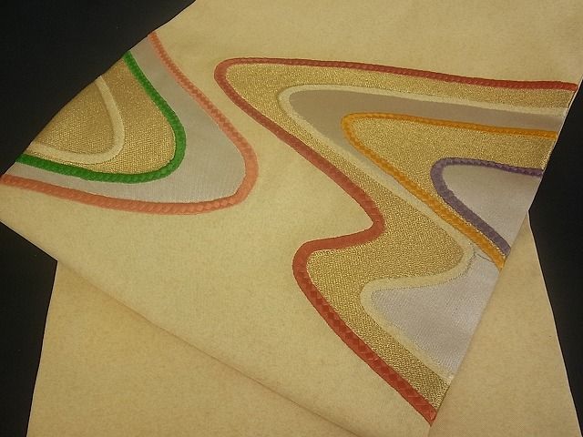 平和屋着物■九寸名古屋帯 刺繍 霞文 金糸 逸品 qp0033