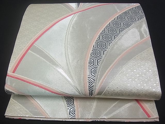 平和屋着物■六通柄袋帯 吉祥花文 銀糸 逸品 qp0112