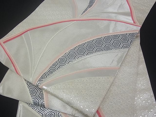 平和屋着物■六通柄袋帯 吉祥花文 銀糸 逸品 qp0112