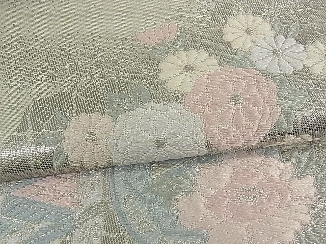 平和屋着物■六通柄袋帯 道長流水御所車鳳凰花文 銀糸 逸品 qp0121