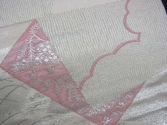 平和屋着物■六通柄袋帯 色紙重ね文 銀糸 逸品 n-qt0172