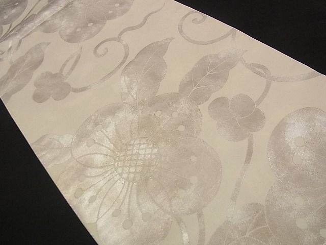 平和屋着物■六通柄袋帯 蔦の葉花文 銀糸 逸品 n-qw0076