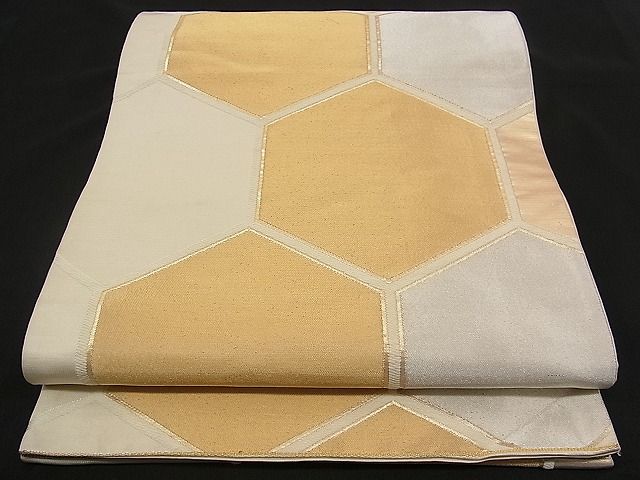平和屋着物■六通柄袋帯 唐織 亀甲文 金糸 逸品 n-qw0284