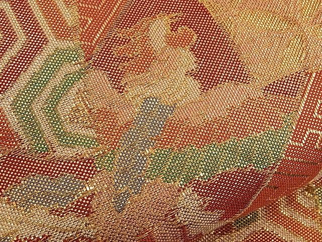 平和屋着物■佐賀錦 六通柄袋帯 束ね熨斗鳳凰吉祥花文 金糸 逸品 n-qw0334