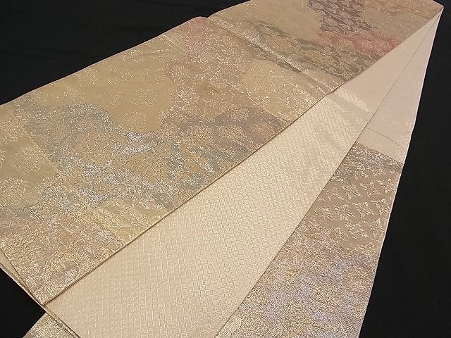 平和屋着物■佐賀錦 六通柄袋帯 道長吉祥花文 金銀糸 逸品 n-qw0337