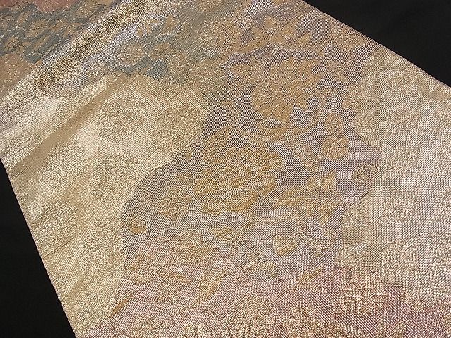 平和屋着物■佐賀錦 六通柄袋帯 道長吉祥花文 金銀糸 逸品 n-qw0337