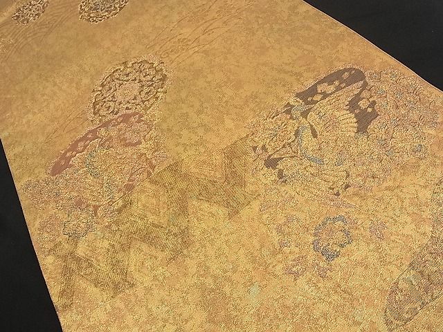 平和屋着物■六通柄袋帯 瑞錦 鳳凰吉祥花文 金糸 逸品 n-qw0358