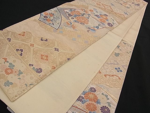 平和屋着物■六通柄袋帯 唐織 王妃舞扇文 九百錦 金糸 逸品 n-qw0361