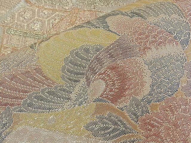 平和屋着物■佐賀錦 六通柄袋帯 尾長鳥吉祥御所車花絵巻文 900織特選 金糸 逸品 n-qw0367