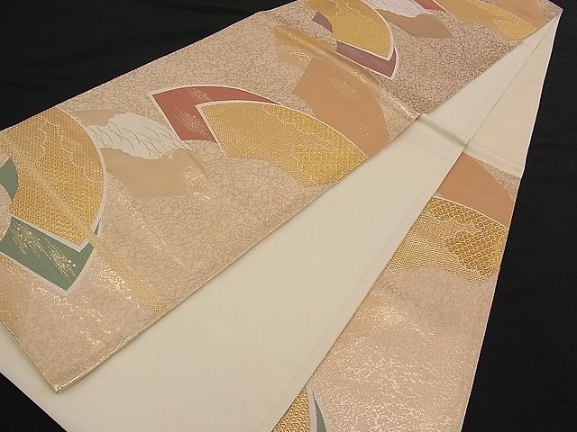 平和屋着物■六通柄袋帯 地紙重ね吉祥文 金糸 逸品 n-qw0373