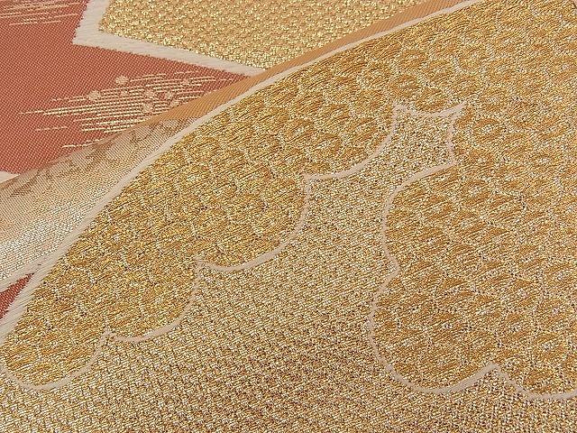 平和屋着物■六通柄袋帯 地紙重ね吉祥文 金糸 逸品 n-qw0373