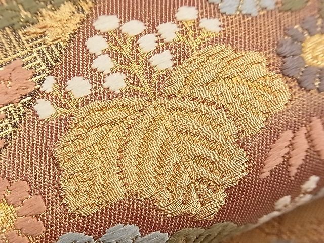 平和屋着物■六通柄袋帯 唐織 宝尽くし吉祥花文 金糸 逸品 n-qw0379