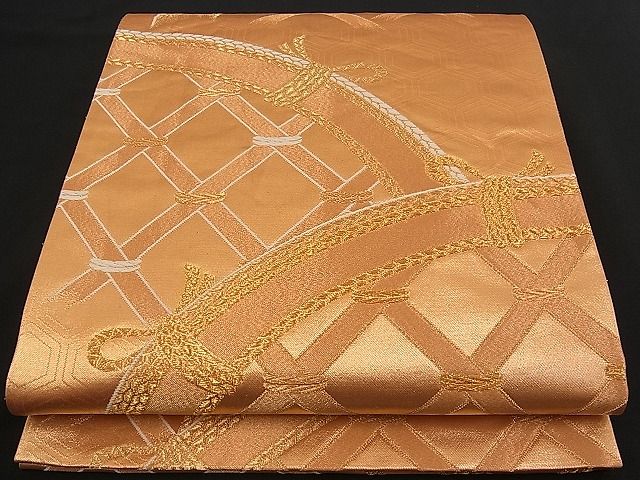 平和屋着物■六通柄袋帯 唐織 亀甲籬文 金糸 逸品 n-qw0389