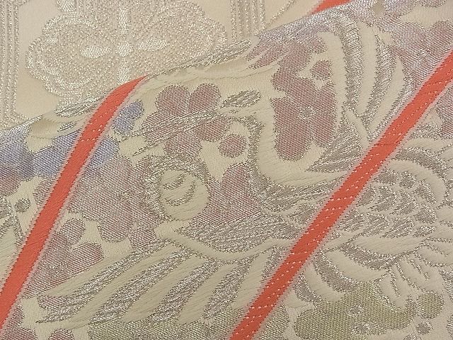 平和屋着物■六通柄袋帯 唐織 雲取り吉祥鳳凰花文 銀糸 逸品 n-qw0395