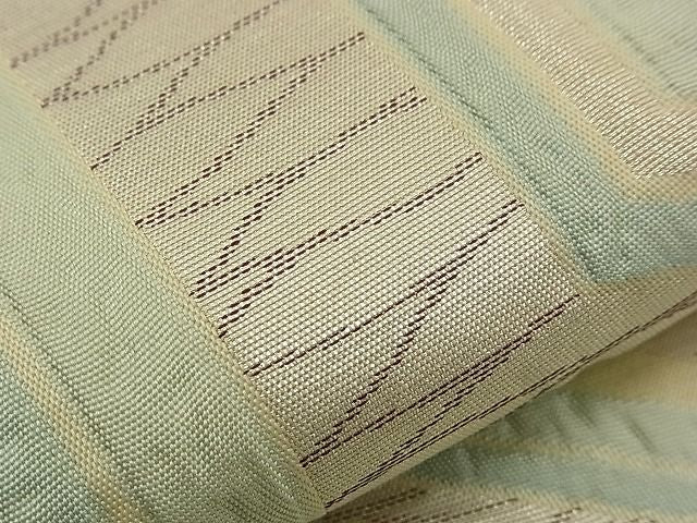 平和屋着物■六通柄袋帯 ふくれ織 亀甲幾何学文様 銀糸 逸品 n-qw0411