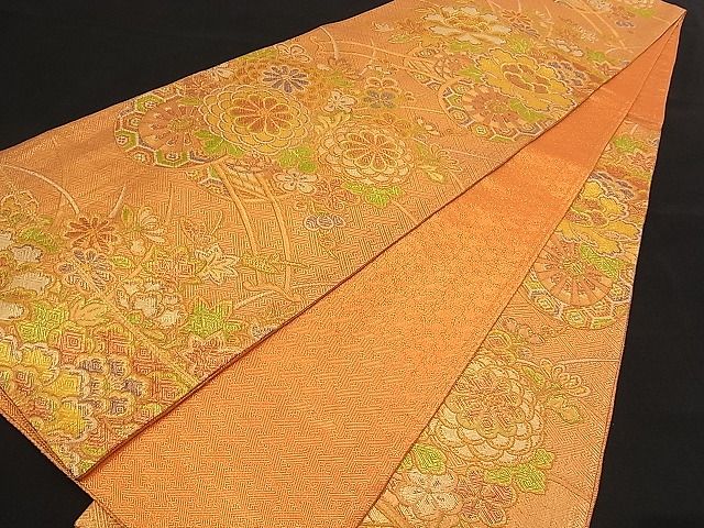 平和屋着物■本佐賀錦 六通柄袋帯 花車文 やまとオリジナル 金糸 逸品 n-qw0415