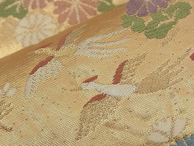 平和屋着物■六通柄袋帯 唐織 舞蝶流水花鳥文 金銀糸 逸品 n-qw0418