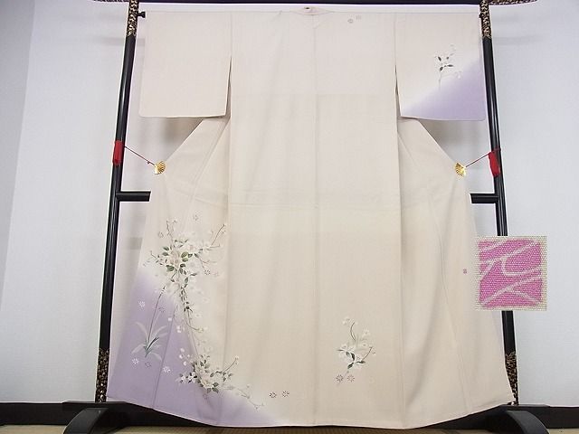 平和屋本店■極上 本加賀友禅作家 多崎元人 訪問着 草花文 暈し染め 着丈160cm 裄丈65cm 正絹 逸品 未使用 4kk4208