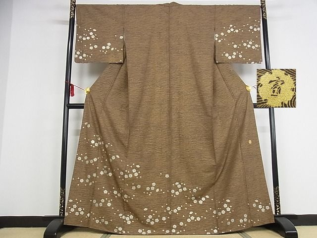 平和屋本店●極上 ジャパンオートクチュール 渡辺雪三郎 訪問着 舞梅文 織部 金銀彩 着丈167cm 裄丈67.5cm 正絹 逸品 4kk0293
