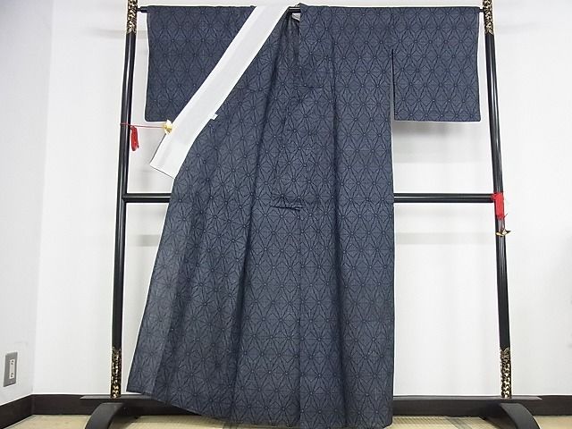 平和屋本店■極上 夏物 重要無形文化財 本場宮古上布 麻の葉文様 苧麻 着丈160cm 裄丈67.5cm 逸品 4kk0045