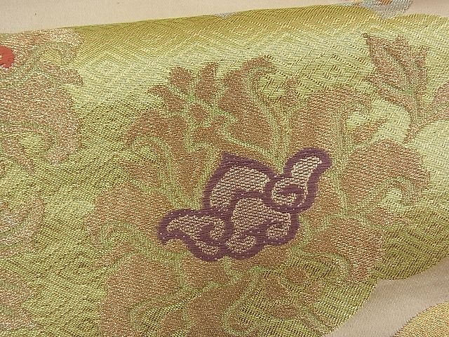 平和屋着物■六通柄袋帯 唐織 雲取り吉祥花文 金糸 逸品 n-rf1441