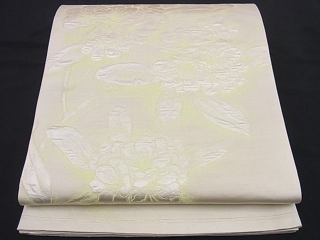 平和屋着物■六通柄袋帯 ふくれ織 枝花文 銀糸 逸品 n-rm0146