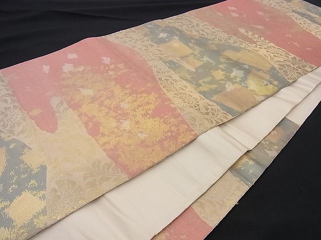 平和屋着物■六通柄袋帯 流水箔散らし 金糸 逸品 n-rm0171