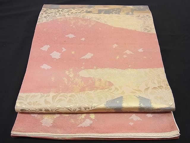 平和屋着物■六通柄袋帯 流水箔散らし 金糸 逸品 n-rm0171
