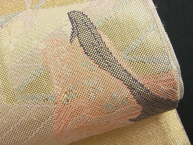 平和屋着物■佐賀錦 六通柄袋帯 源氏絵 金糸 逸品 n-rv0290