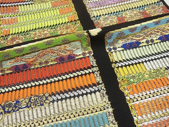 平和屋本店■最高級 龍村平蔵製 本袋帯 戯毛錦 金銀糸 黒地 逸品3s1640