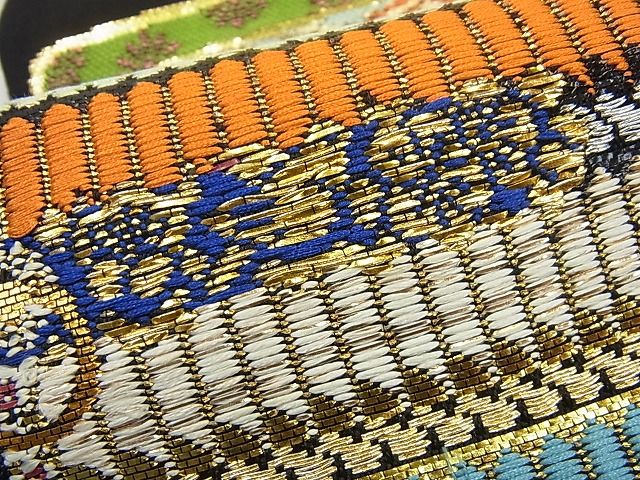 平和屋本店■最高級 龍村平蔵製 本袋帯 戯毛錦 金銀糸 黒地 逸品3s1640