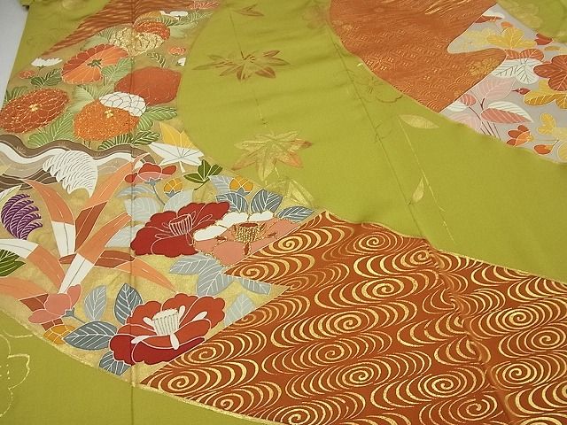平和屋本店●極上 創業460年・千總 振袖 駒刺繍 流水吉祥花文 金彩 大丸扱い 逸品3s2222