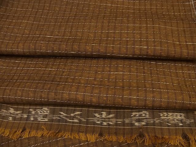 平和屋本店■極上 国指定重要無形文化財 本場久米島紬 手織 証紙付き 逸品 未使用3s3032