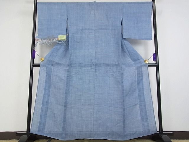 平和屋本店*最高級 夏物 重要無形文化財 越後上布 林宗平 格子 証紙付き 逸品 s30628