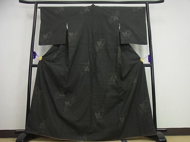 平和屋本店●超希少 本場結城紬 重要無形文化財 奥順謹製 160亀甲 蝋色地 阪急百貨店扱い 証紙 逸品 未使用3s3371