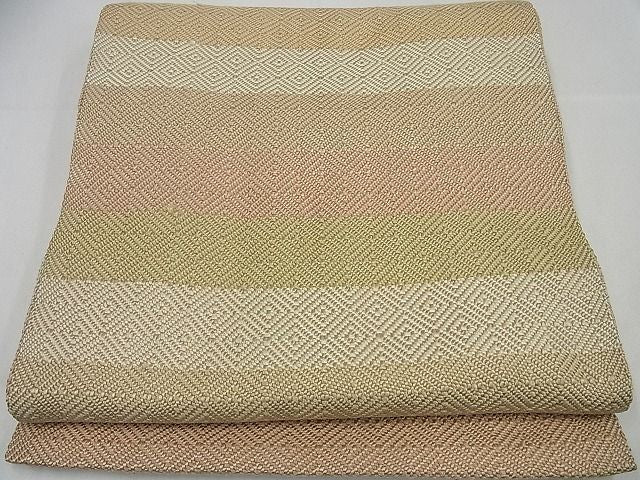 平和屋本店●超希少 伊兵衛織 工芸手織 八寸名古屋帯 入子菱 逸品3s3685
