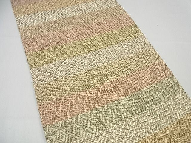 平和屋本店●超希少 伊兵衛織 工芸手織 八寸名古屋帯 入子菱 逸品3s3685