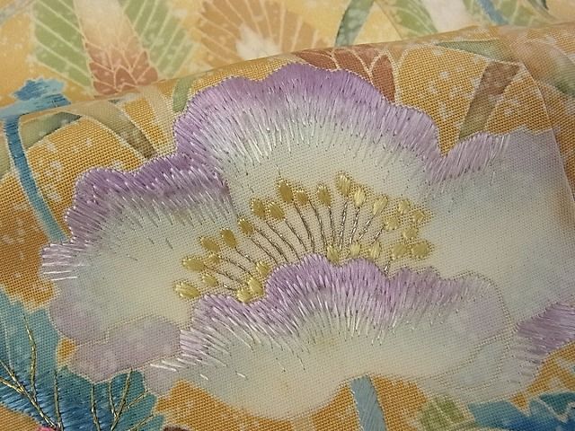 平和屋本店●希少 野口真造 大彦二代目 江戸染繍友禅 訪問着 草花尽くし たたき染 金糸 逸品s440