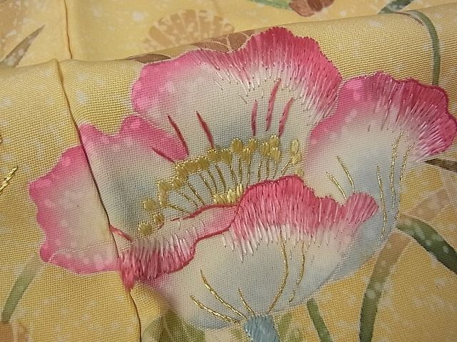 平和屋本店●希少 野口真造 大彦二代目 江戸染繍友禅 訪問着 草花尽くし たたき染 金糸 逸品s440