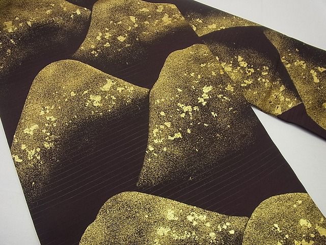 平和屋本店*希少 夏物 浦野理一 絽塩瀬 九寸名古屋帯 遠山文 金彩 たとう紙付き 逸品 未使用3s4677