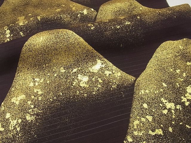 平和屋本店*希少 夏物 浦野理一 絽塩瀬 九寸名古屋帯 遠山文 金彩 たとう紙付き 逸品 未使用3s4677